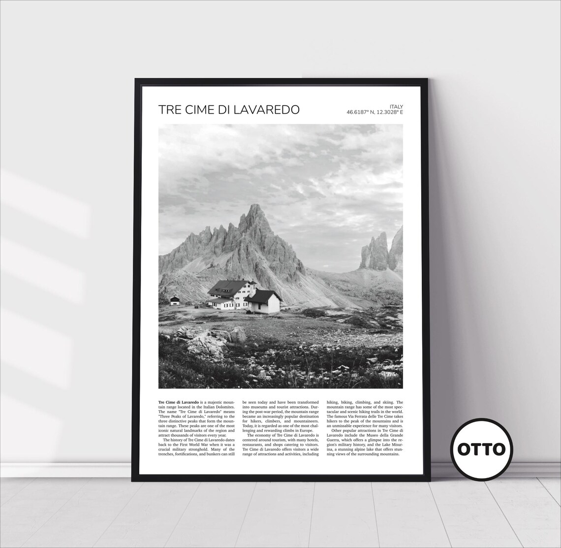 Tre Cime Di Lavaredo Travel Poster, Italy Dolomites