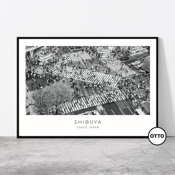 Shibuya Tokyo Cityscape Travel Poster, Japanese Art
