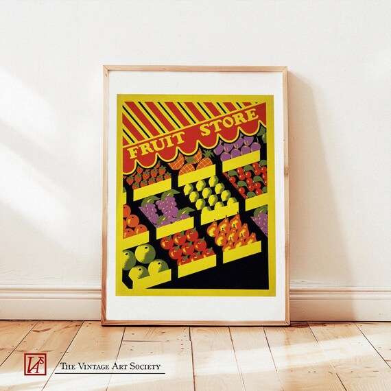 Pop Art Poster Colourful Fruit Store Poster Vintage Fruit Wall Decor Fruit Artwork Dopamine Decor Fruit Store Print Artwork