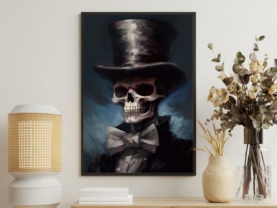 Victorian Skull Painting Skull Art Print Skull Print Gothic Art Print Dark Academia Art Skull Poster Print Skull Wall Decor