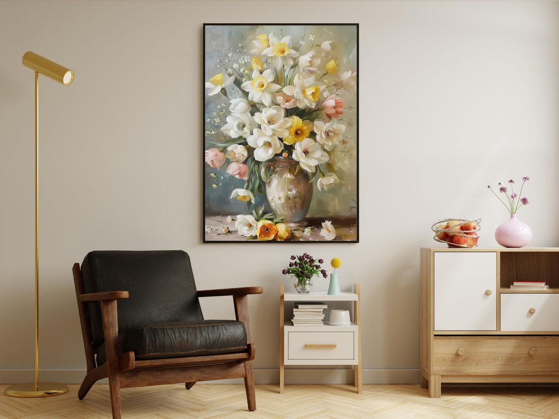 Vintage Flowers Vase Painting Flowers Art Print Cottage Flowers Print Esthetic Flowers Poster Flowers Wall Art - Image 4