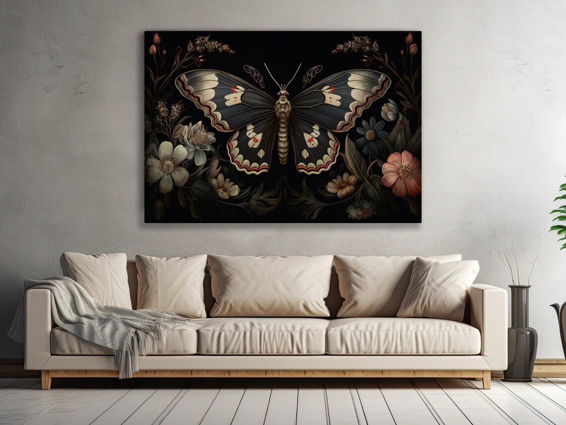 Vintage Dark Butterfly Print, Gothic Dark Academia - Image 4