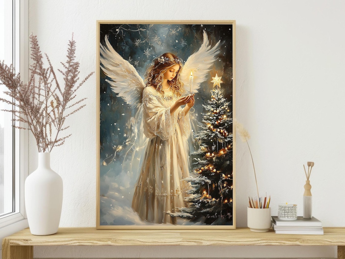 Vintage Christmas Angel Spiritual Wall Art Print - Image 3