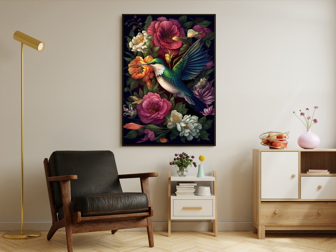 Vintage Honey Bird Painting Bird Art Print Bird Print Bird Poster Print Flowers Wall Decor Animal Art Print Botanical Painting - Image 3