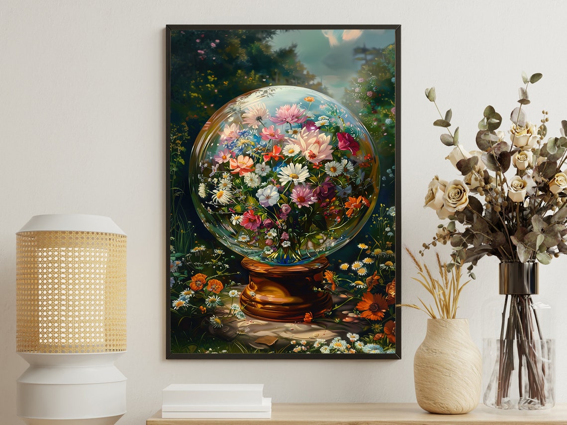 Cottage Flowers Ball Painting Flowers Art Print Flowers Print Esthetic Flowers Poster Flowers Wall Art