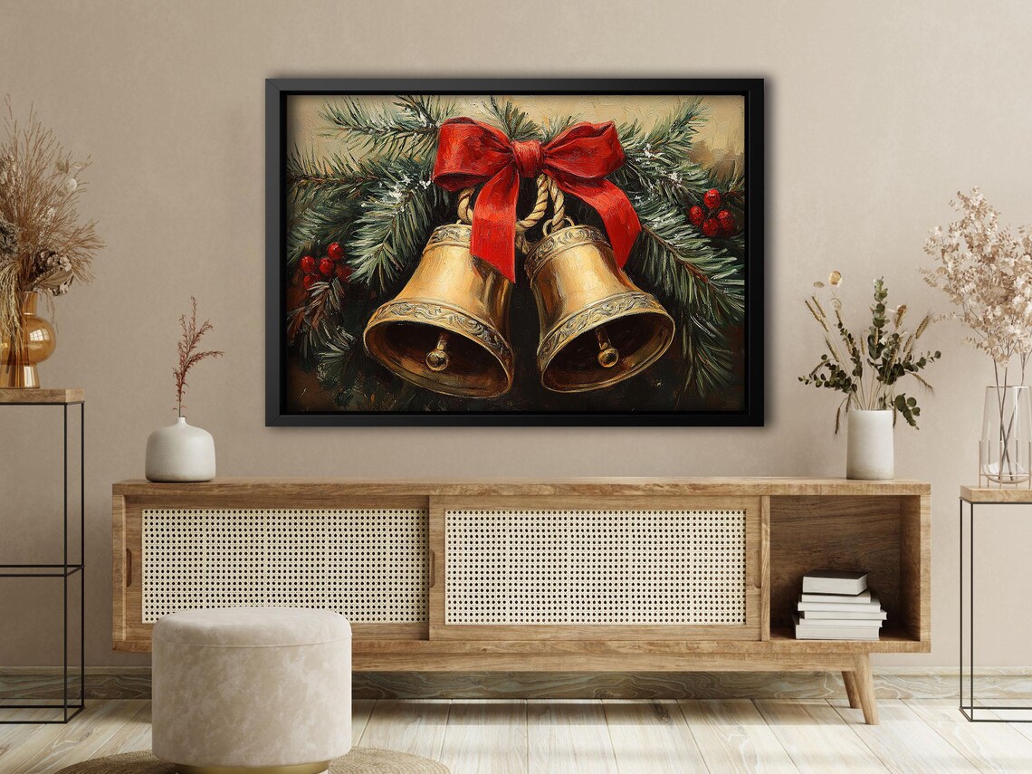 Vintage Jingle Bells Cozy Christmas Poster Print - Image 4
