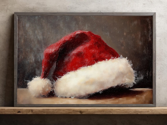 Vintage Santa Hat Painting, Homely Christmas Poster