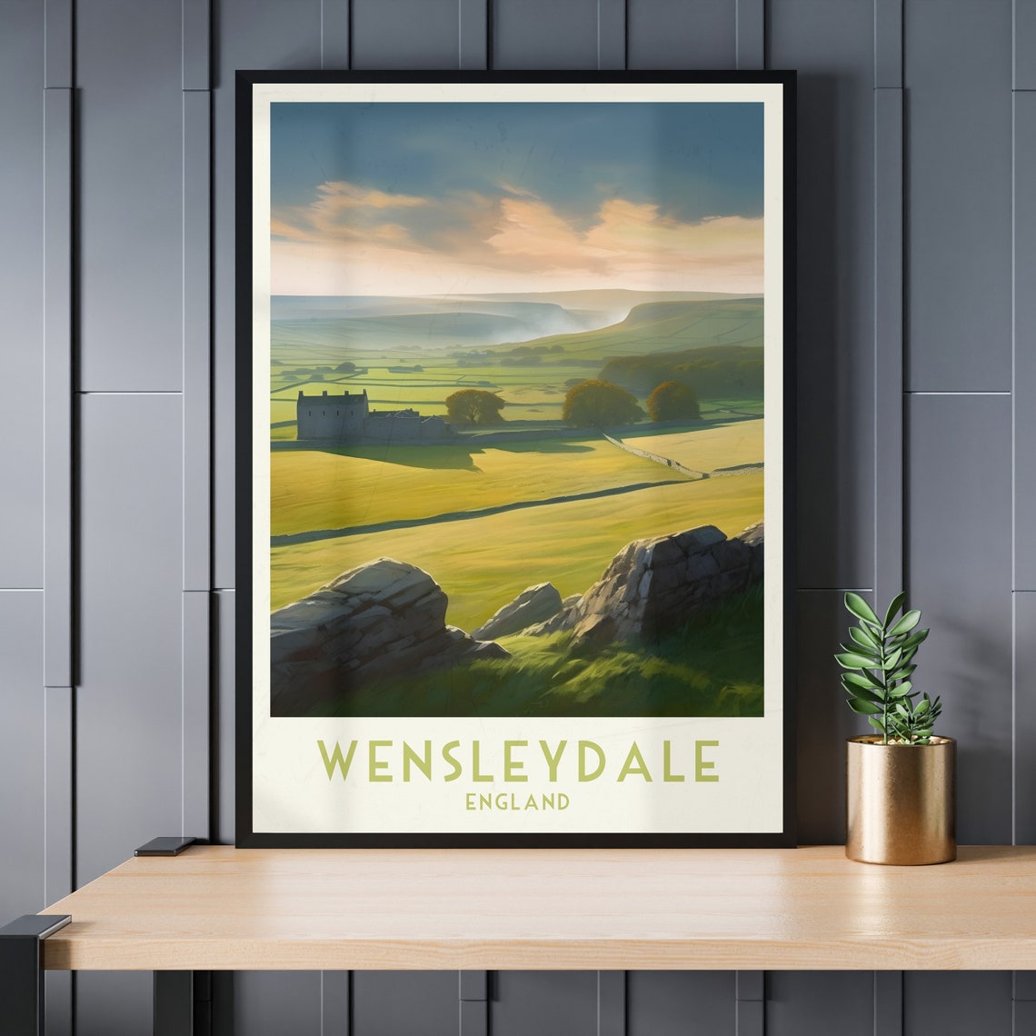Wensleydale England Rolling Dales Sunset Vintage Travel Poster - Image 3
