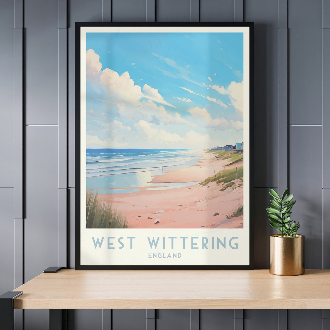 West Wittering England Poster with Sandy Beach and Rolling Waves - Image 3
