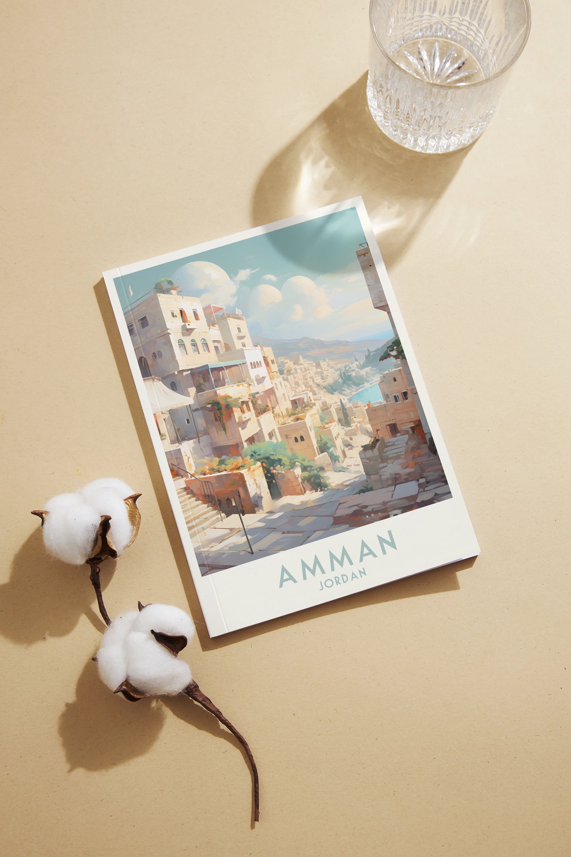 Amman Jordan Historic Hillside Stone Cityscape Vintage Travel Poster - Image 2