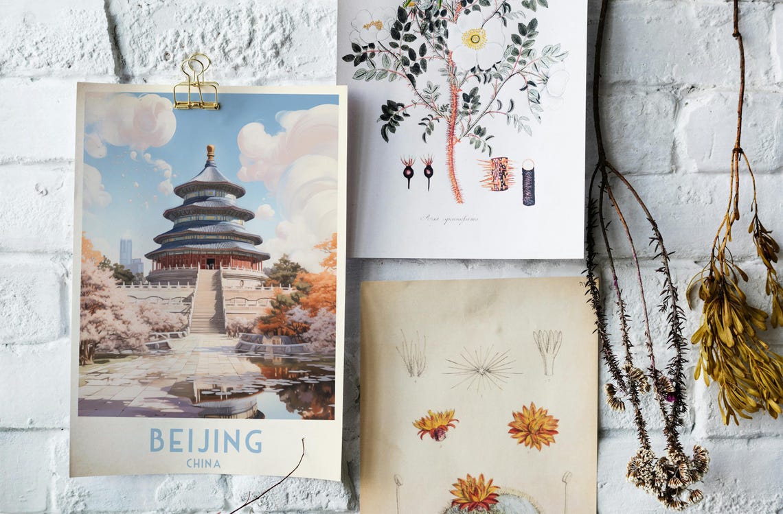 Beijing China Temple of Heaven Blossom Gardens Daytime Travel Poster - Image 4