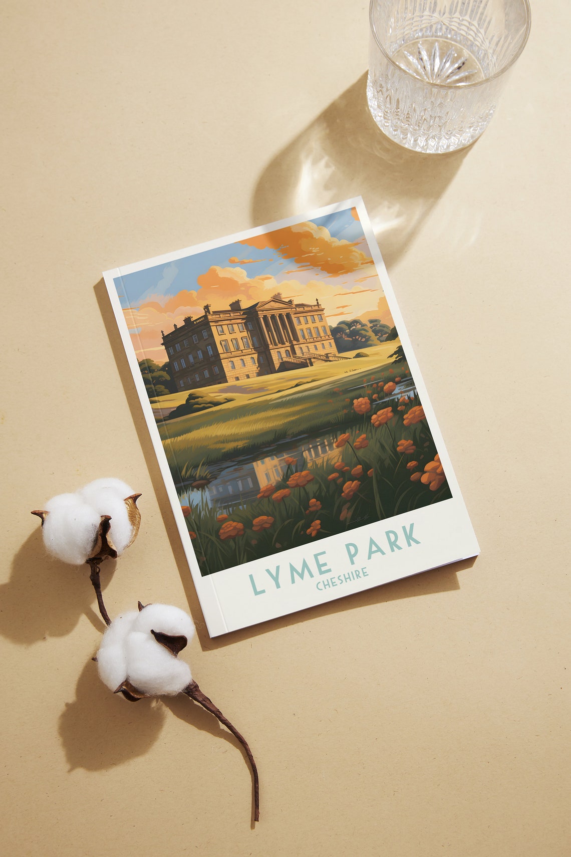 Lyme Park Cheshire Grand English Mansion Sunset Vintage Travel Poster - Image 2