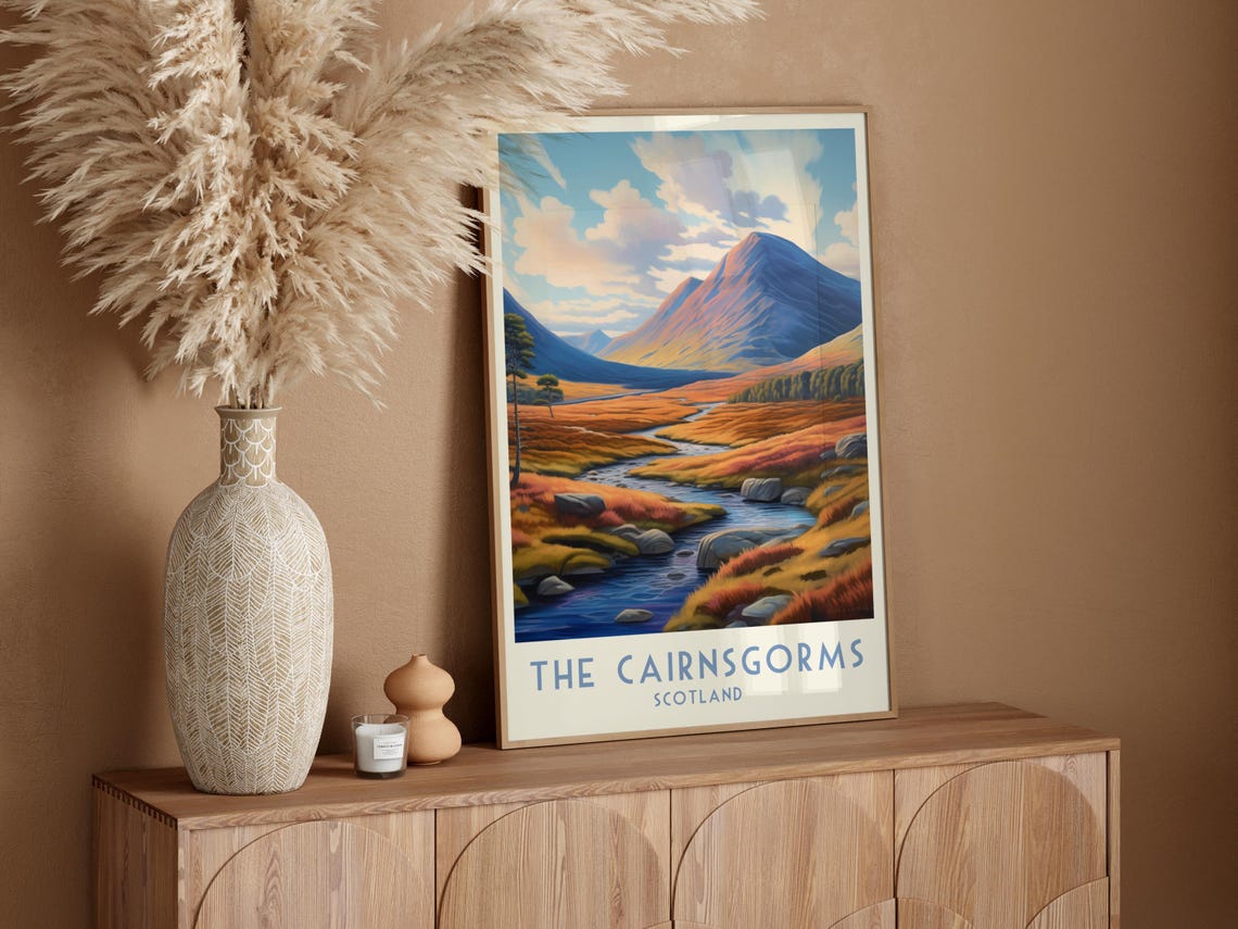 The Cairngorms Autumn Mountain Stream Scotland Travel Poster - Image 4