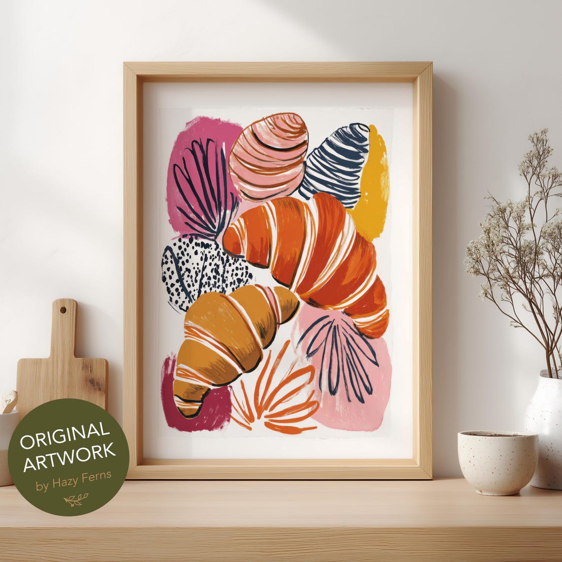 Croissant Art Print Colorful Gouache Style Modern Kitchen Wall Poster 39