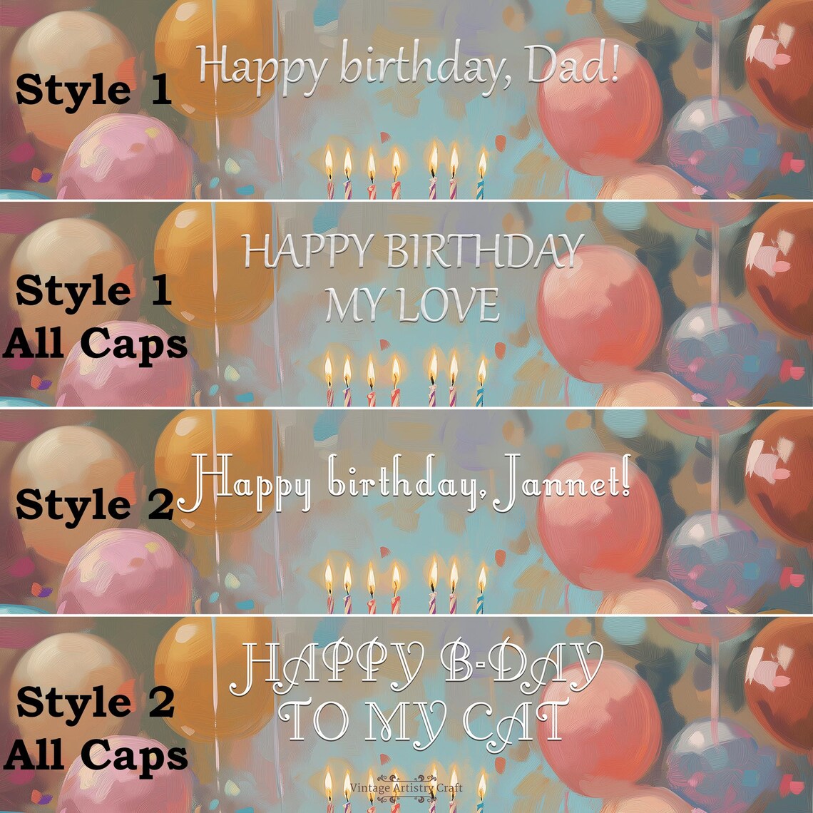 Personalized Happy Birthday TV Frame, Vintage Party Art - Image 7