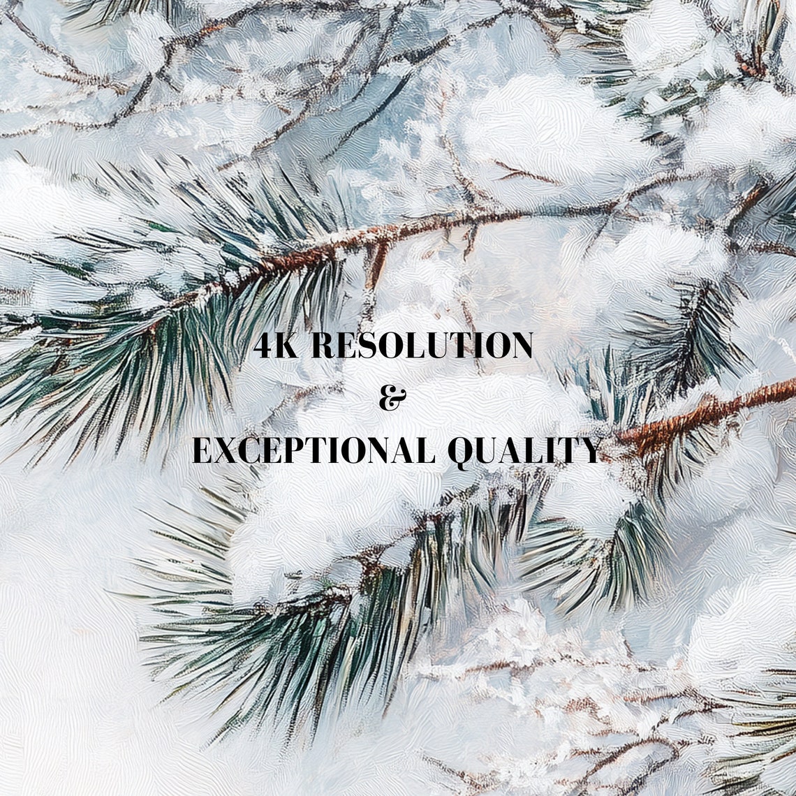 Snow Covered Pine Branches Closeup Winter Botanical Serene Poster - Image 7