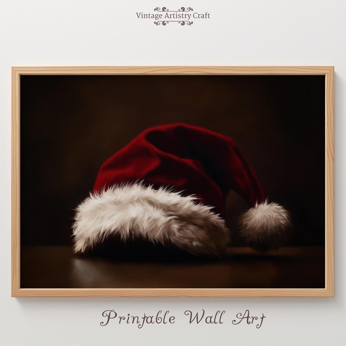 Red Santa Hat Fur Trim Cozy Christmas Holiday Still Life Poster