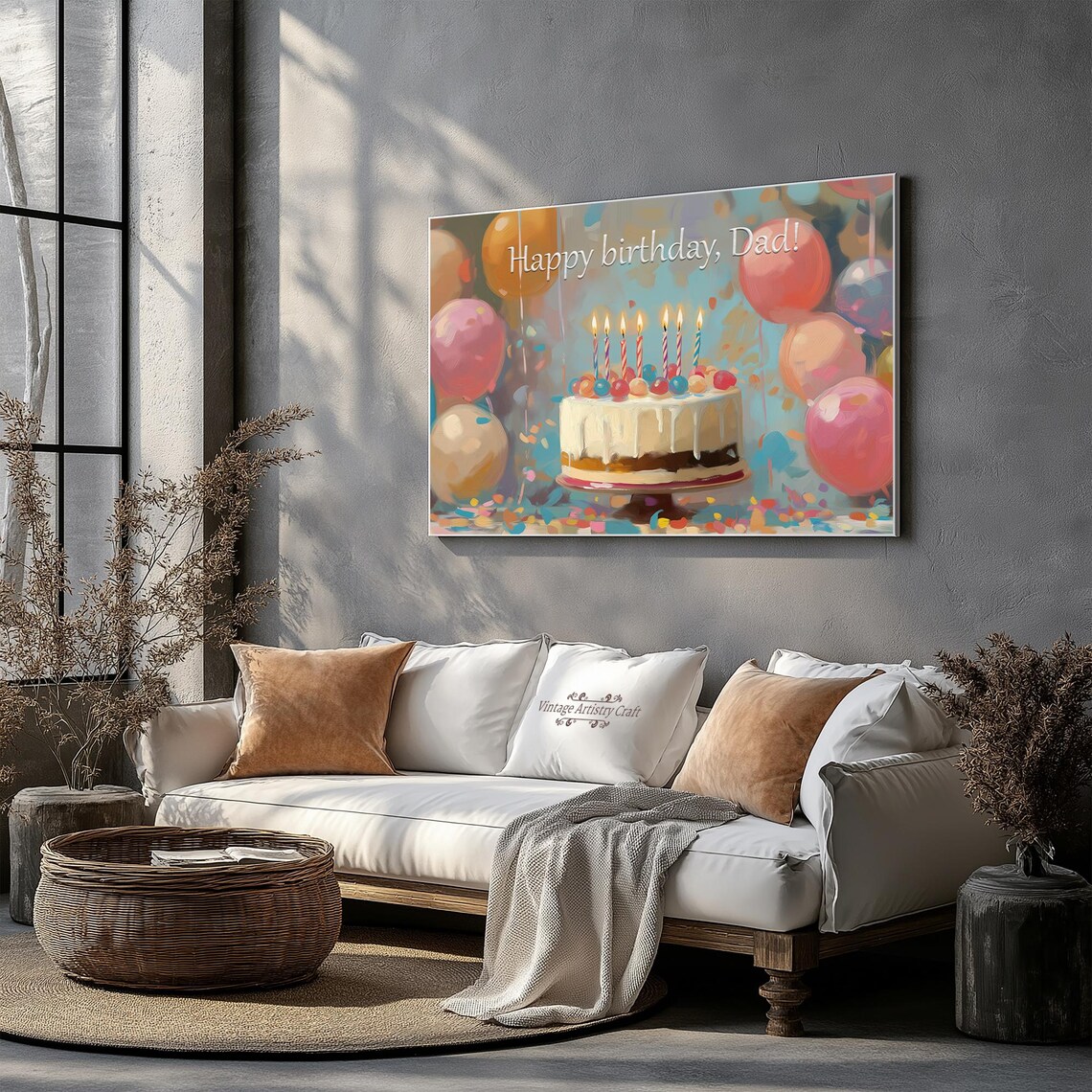 Personalized Happy Birthday TV Frame, Vintage Party Art - Image 5