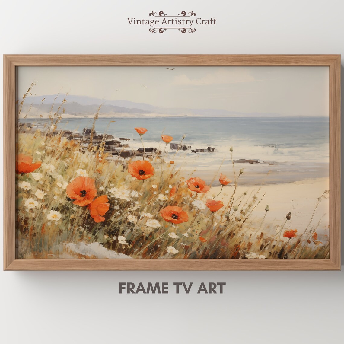Seaside Flowers Wildflower Field Neutral Art Print