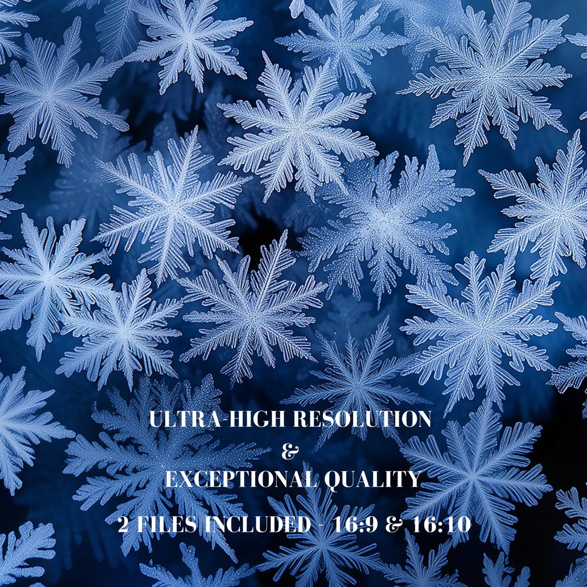 Blue Snowflake Pattern Winter Icy Wallpaper Digital Art Poster - Image 7