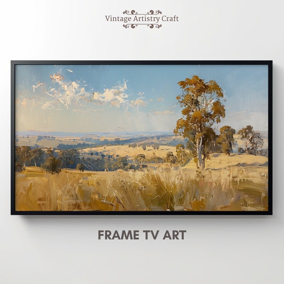 Frame Tv Art Landscape Art For Tv Vintage Minimalistic Country Oil Painting Aesthetic Farmhouse Decor