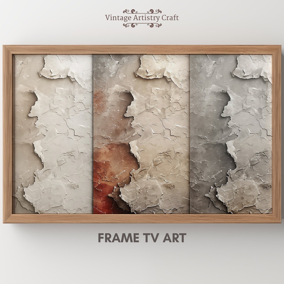 Neutral Plaster Texture Abstract Triptych Modern Minimalist Wall Art
