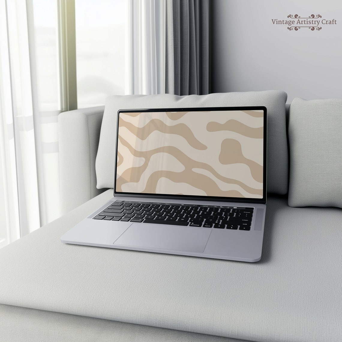 Neutral Beige Abstract Wavy Modern Minimalist Wallpaper Poster - Image 7