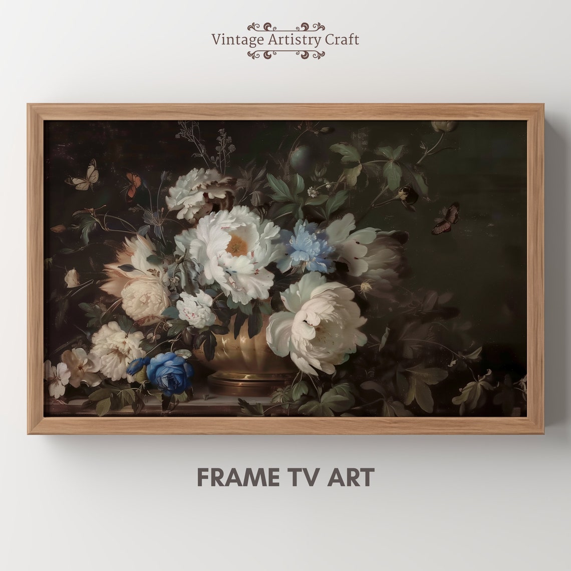 Frame Tv Art White Moody Flowers Moody Floral Tv Background Frame Tv Art Vintage Flower Still Life Farmhouse Painting Dark