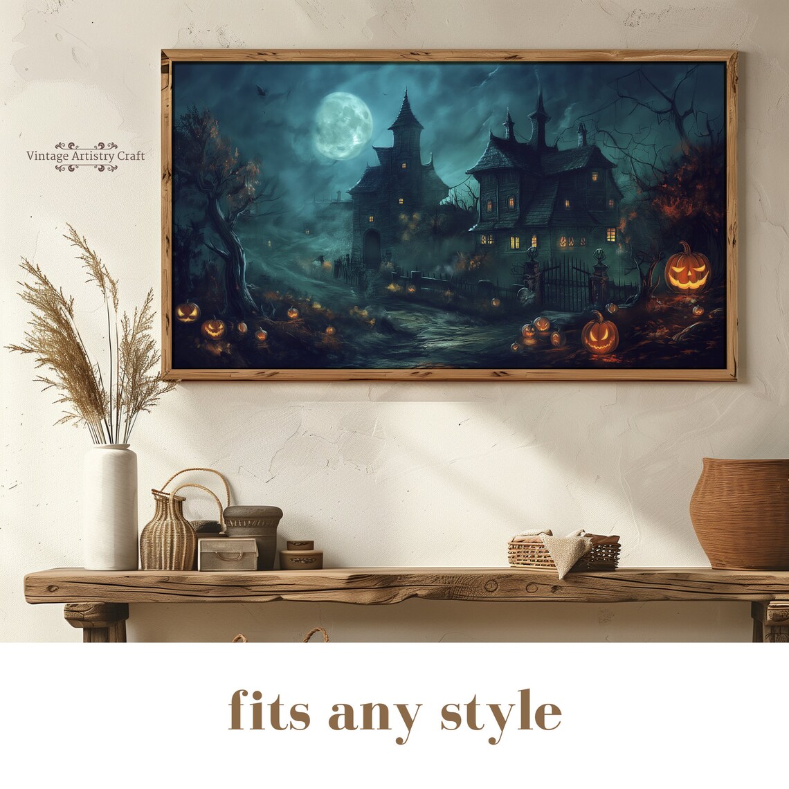 Halloween Vintage Gothic Haunted House Art Print - Image 8