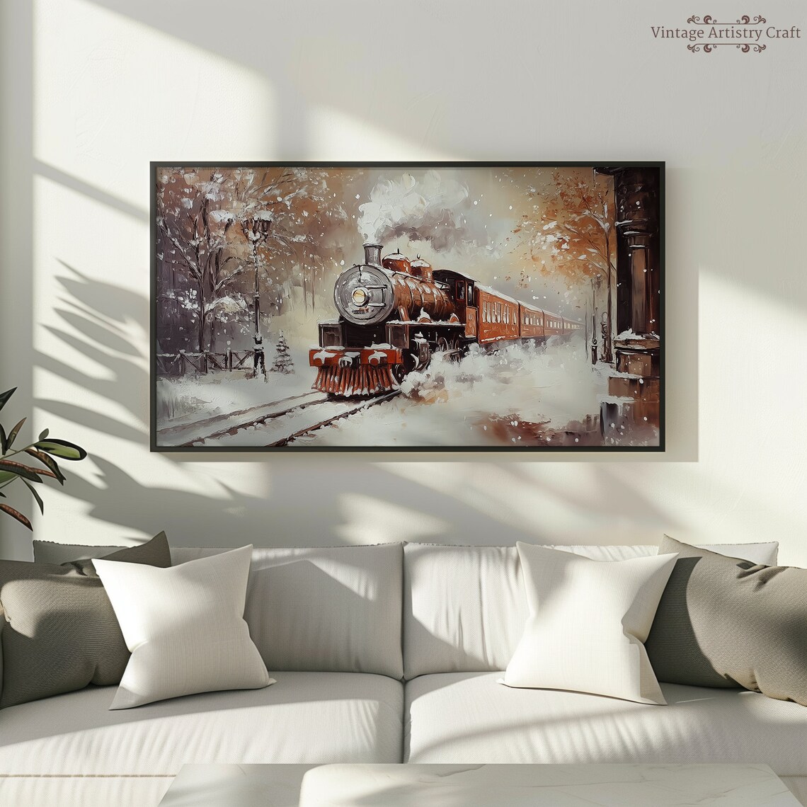 Winter Steam Express Train, Vintage Christmas Travel Poster - Image 4