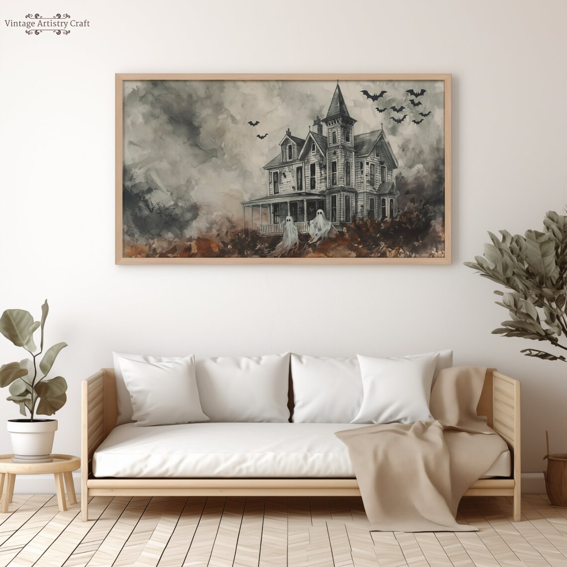 Halloween Ghost Haunted House Vintage Art Print - Image 3