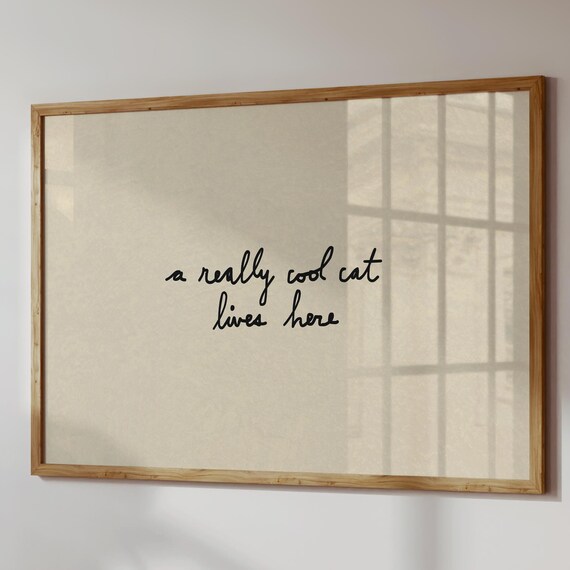 Funny Cat Print Handdrawn Typography Poster Trendy Entryway Decor Digital Download Horizontal