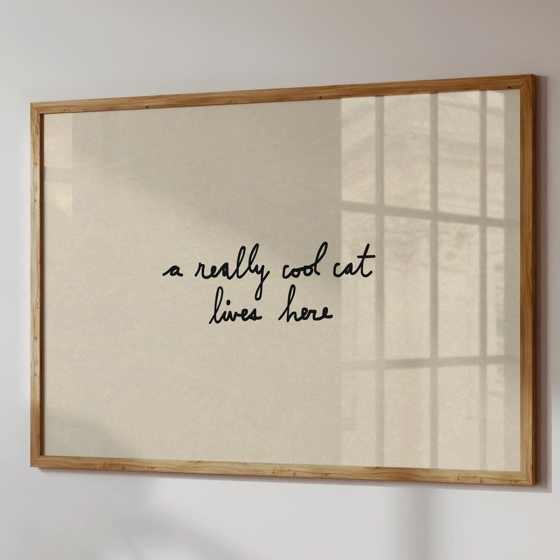 Funny Cat Print Handdrawn Typography Poster Trendy Entryway Decor Digital Download Horizontal