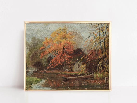 Vintage Autumn Print Fall Decor Vintage Fall Moody Wall Art Rustic Wall Decor Landscape Art