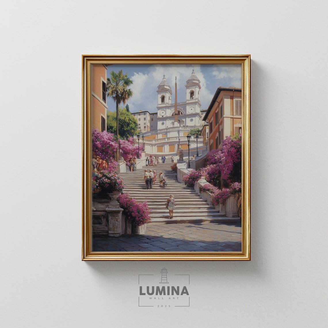 Rome Spanish Steps Spring Blooming Flowers Italian Cityscape Poster