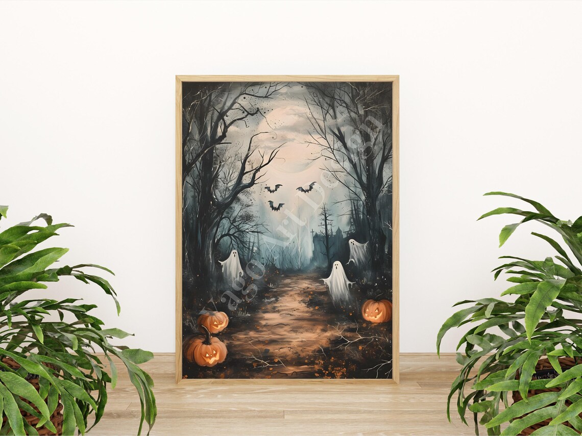 Halloween Ghost and Jack O Lantern Poster - Image 2