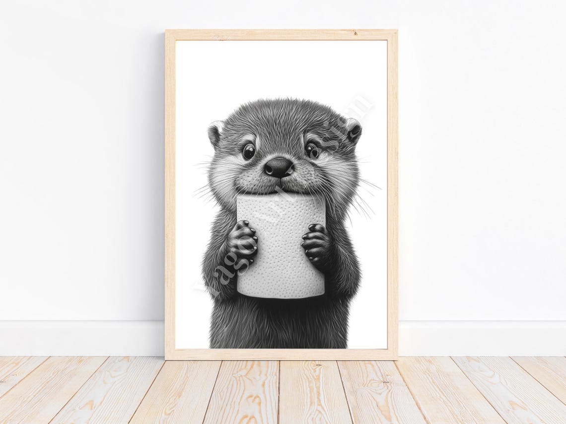 Cute Otter Bathroom Trio Poster Set Bubble Bath Spa Toilet Paper - Image 3