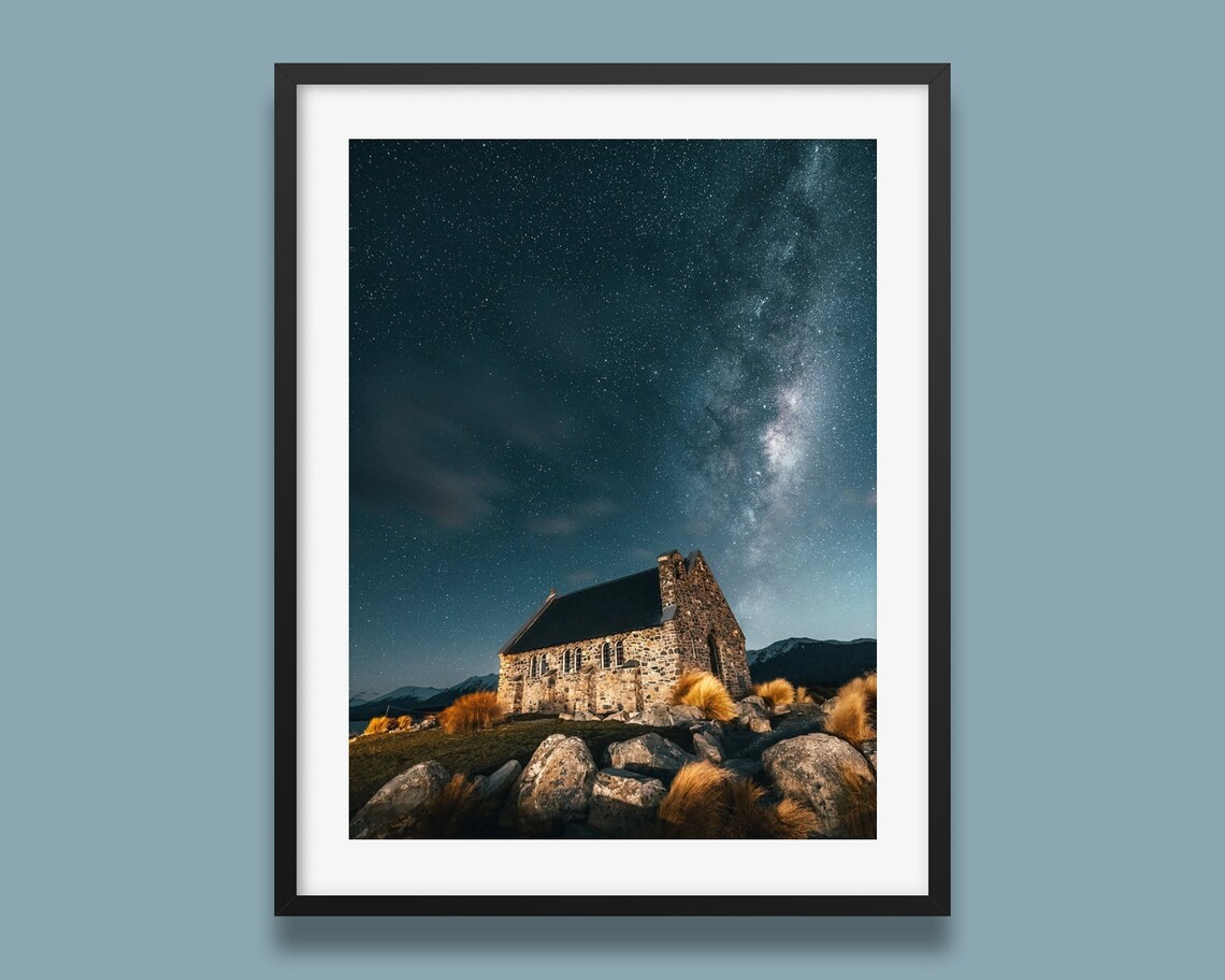 Church Of The Good Shepherd Lake Tekapo Milky Way Night Sky Poster