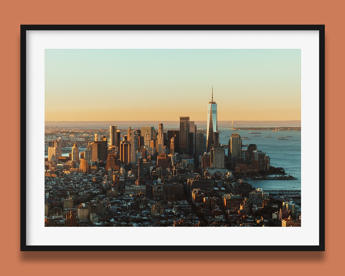 Downtown New York Sunrise II, Manhattan Skyline Art Print