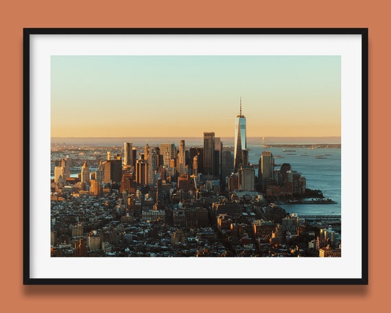 Downtown New York Sunrise II, Manhattan Skyline Art Print