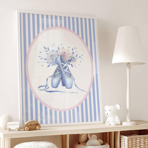 Coquette Ballerina Print Grandmillennial Wall Art Pastel Dance Studio Decor Ballet Dancer Gift Chinoiserie Floral Watercolor Nursery