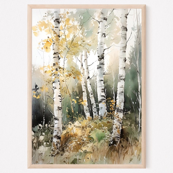 Birch Woods Landscape Wall Art Print