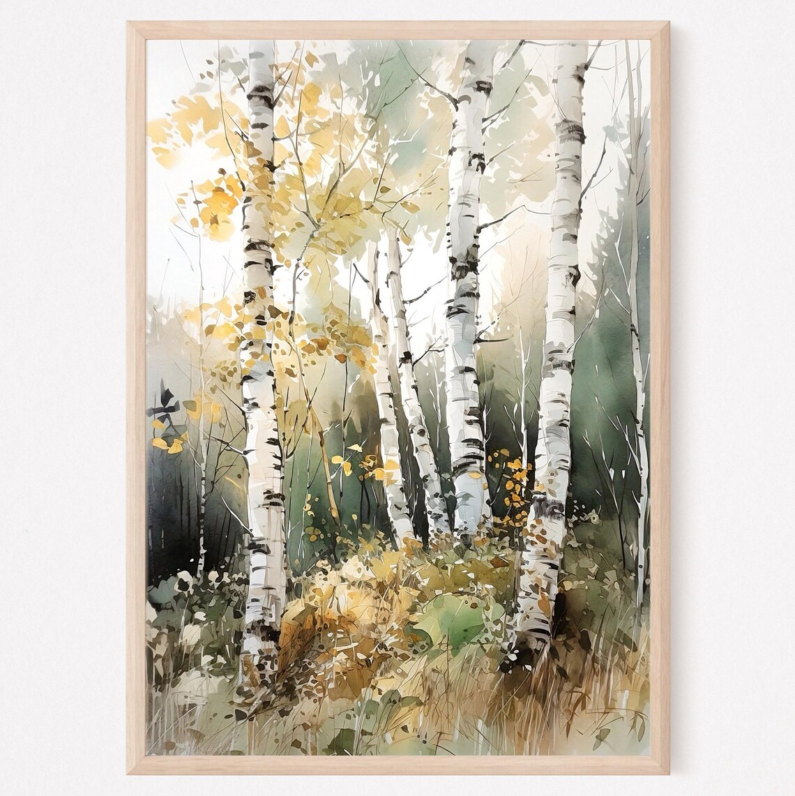Birch Woods Landscape Wall Art Print