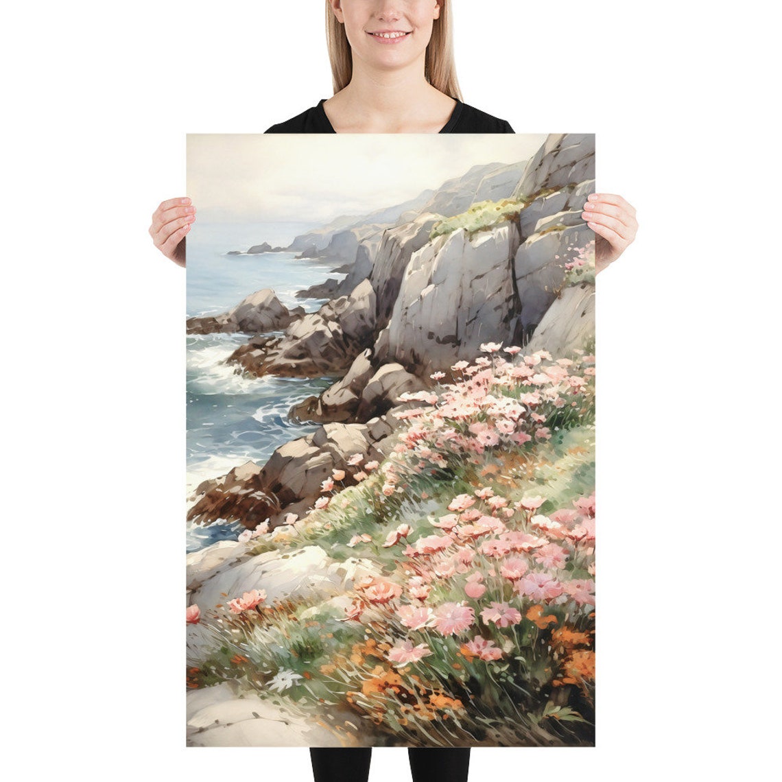 Isle Of Skye Scotland Sea Cliffs Wildflower Coast Watercolor Poster - Image 5