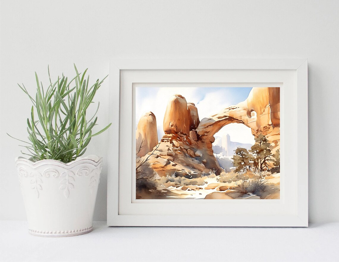 Arches National Park Watercolor Art Print, Travel Poster - Image 3