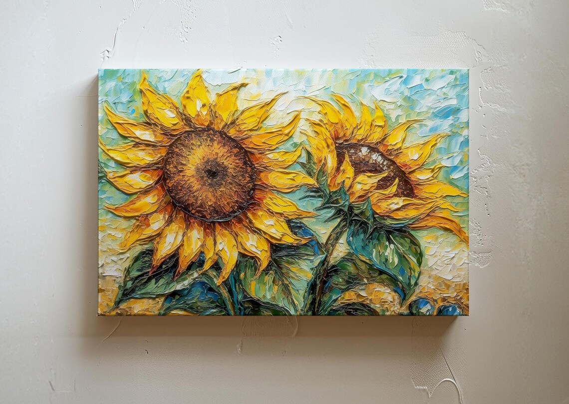 Van Gogh-Inspired Sunflowers Floral Wall Art Print