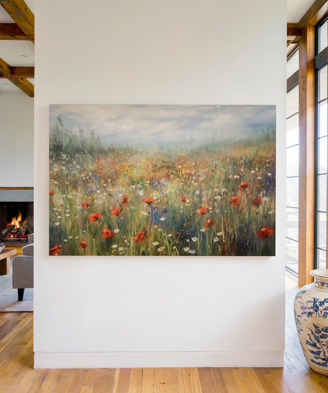 Flower Meadow Wildflower Field Rustic Farmhouse Art Print