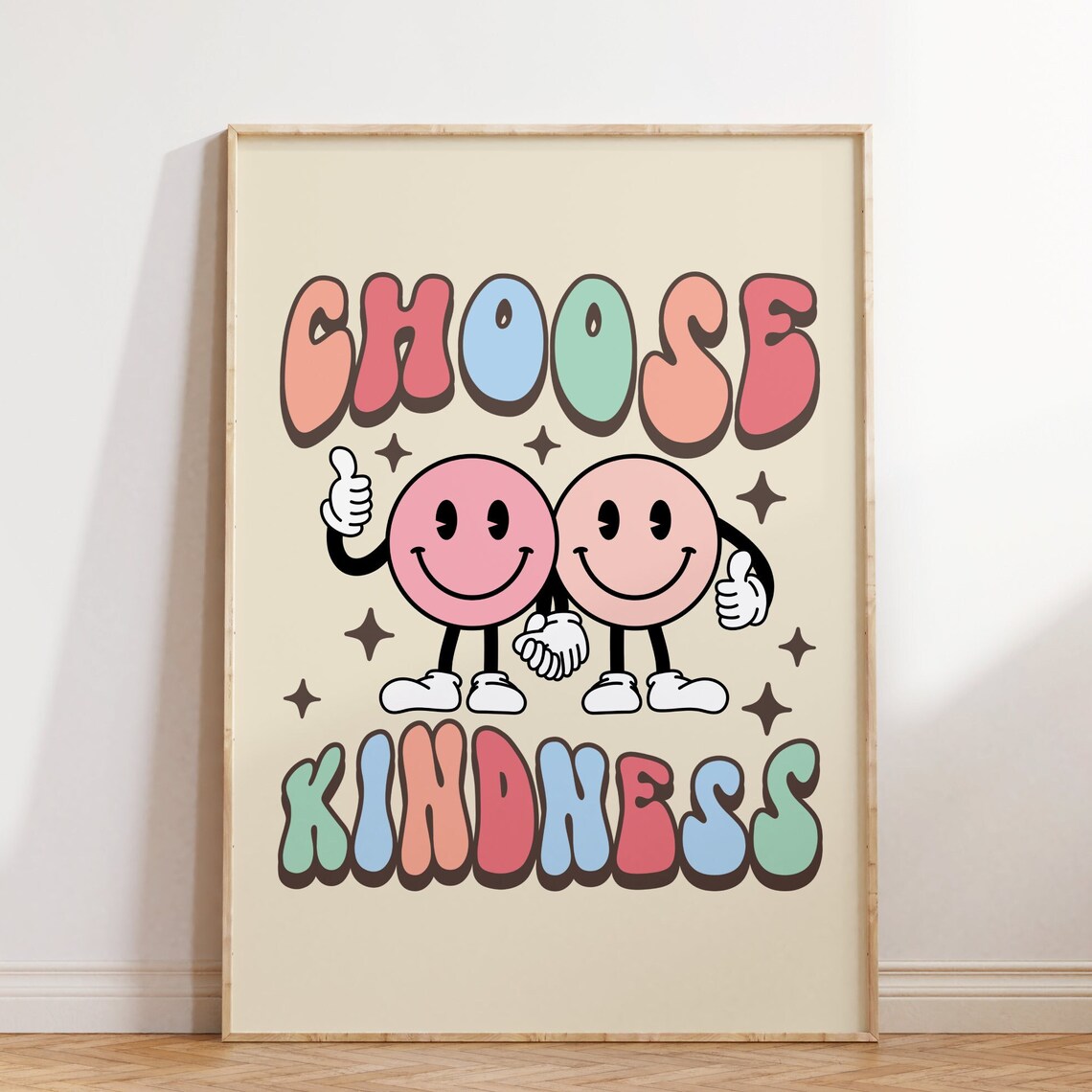 Choose Kindness Retro Quote Wall Art Print