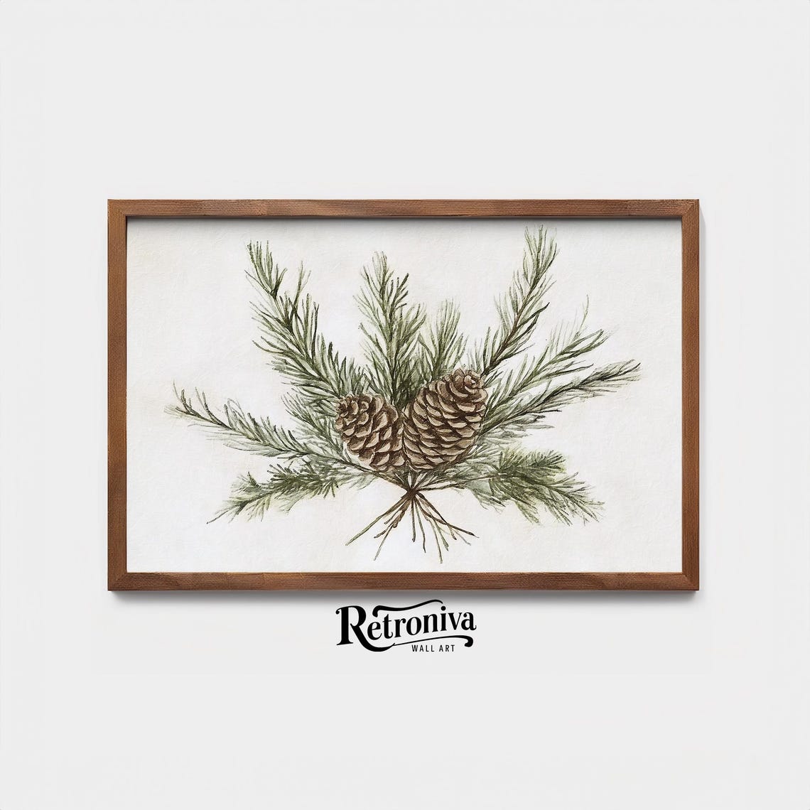 Winter Botanical Watercolor Of Pine Branches And Pinecones Poster - Image 3