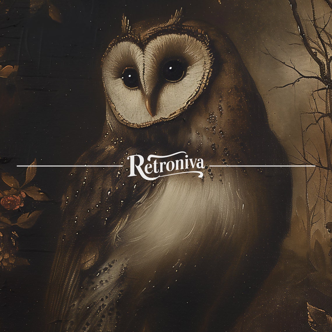 Antique Owl Portrait Oil Painting Dark Academia Amimal Print Vintage Bird Painting Moody Wall Art Retroniva Art Anm 005 - Image 7